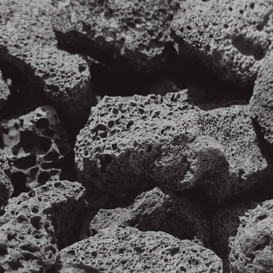 Three-quarter-inch black lava rock from Rio Stone
